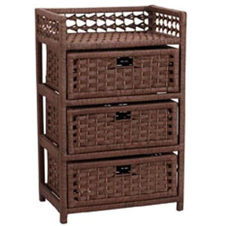 HOUSEHOLD ESSENTIALS Household Essentials ML-7000 Paper Rope 3 Drawer Chest-Stained ML-7000